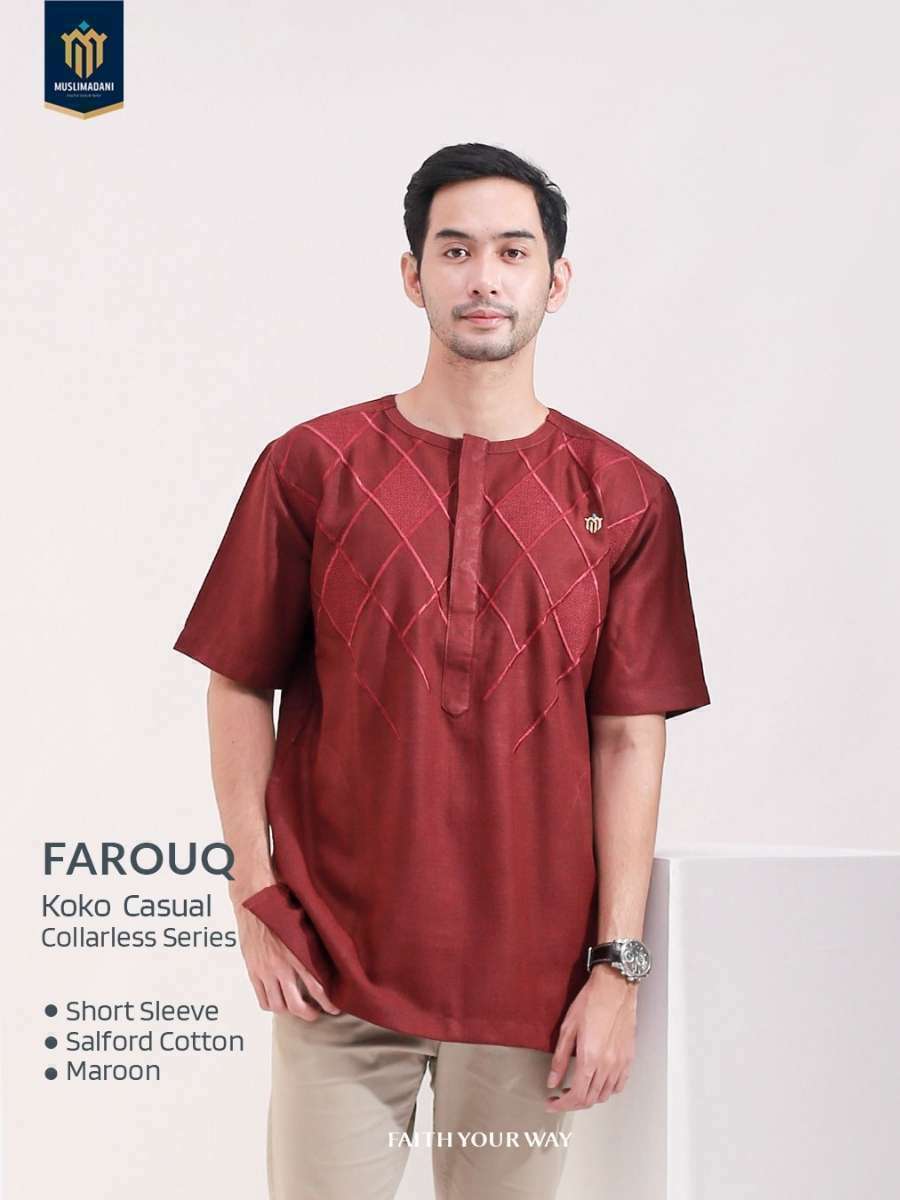 Farouqwebsite-kokofarouq-collarless-farianwarna-maroon
